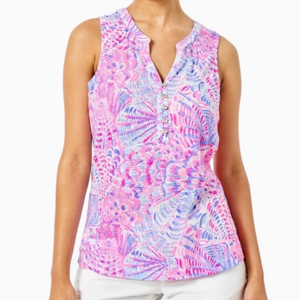 Lilly  Pulitzer Essie Top, Raz Berry, Sea You Soon, Medium
